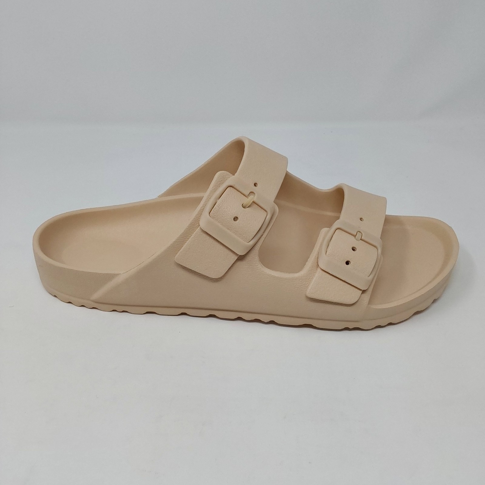 Women’s Double Buckle Comfort Slide Sandals Beige Size EU 40 US 9-9.5