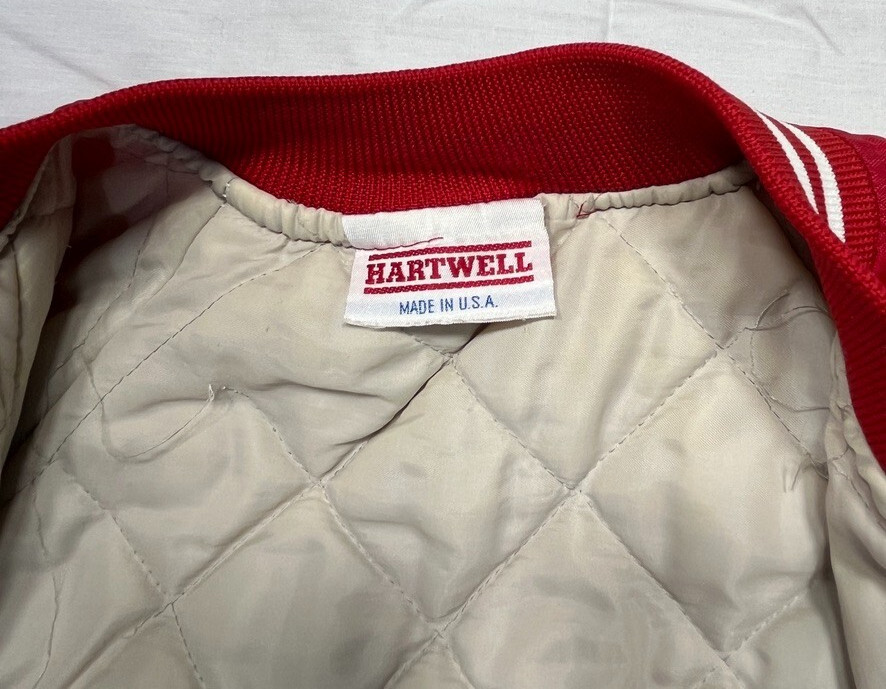 Vintage 80s Hartwell Jacket Mens Medium Red Dinosaur Truck Stop Snaps Sinclair