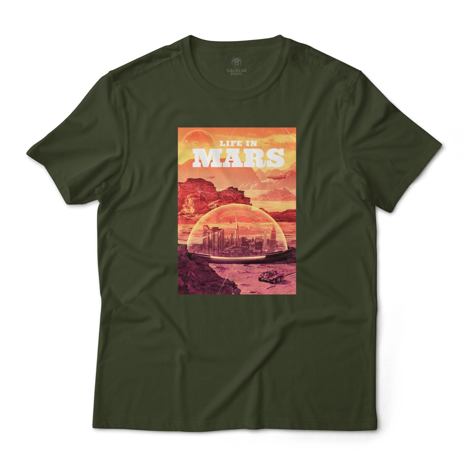 Life In Mars Sci-Fi Retro Art Aesthetic Graphic T-Shirt Lightweight Cotton