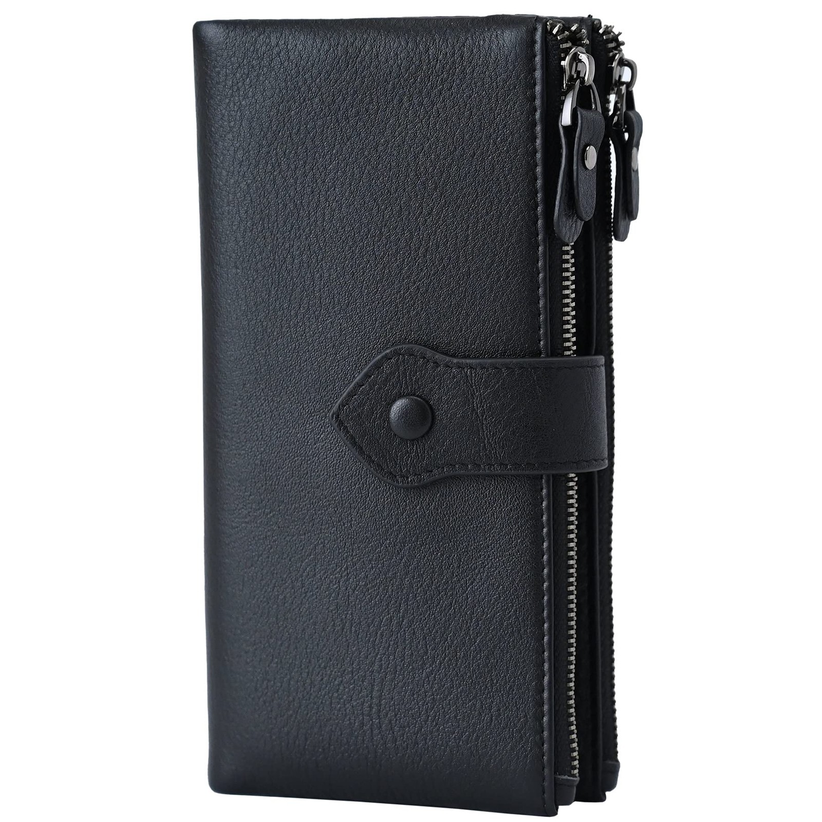 Bveyzi Women Soft Leather RFID Blocking 7.48″L x 3.54″W x 0.86″H, Black