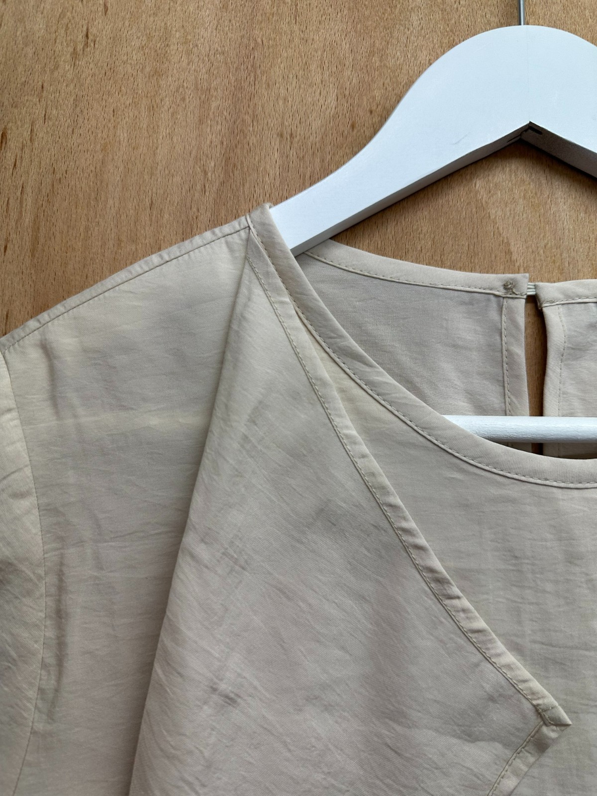 Mint Velvet Neutral Beige Ruffle Front Layered Top, Size M (12-14)
