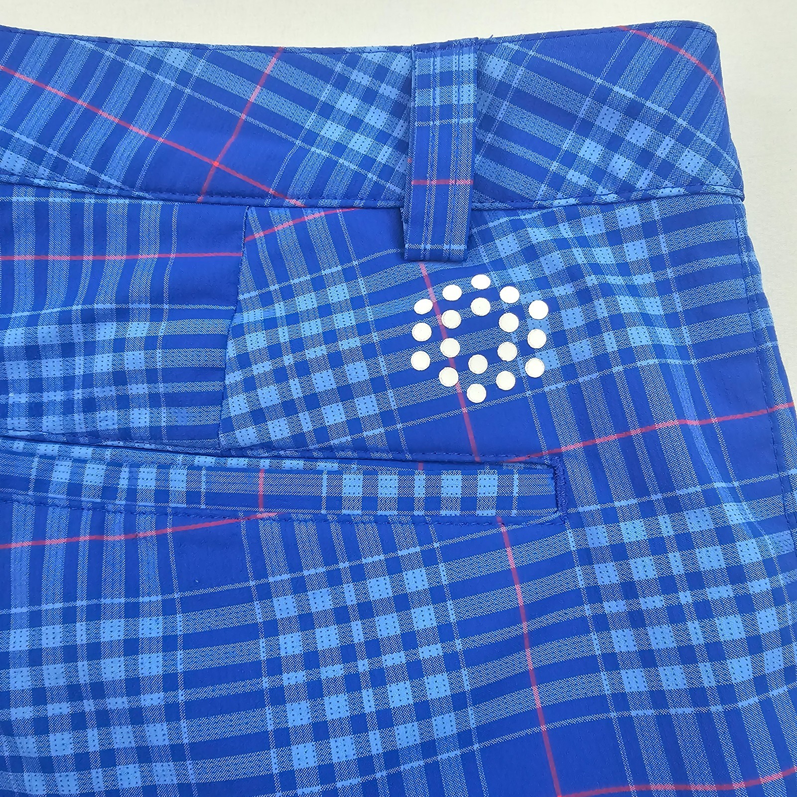 Cobra Puma golf pants mens W 32 L 32 blue check cotton 561635 pockets zip