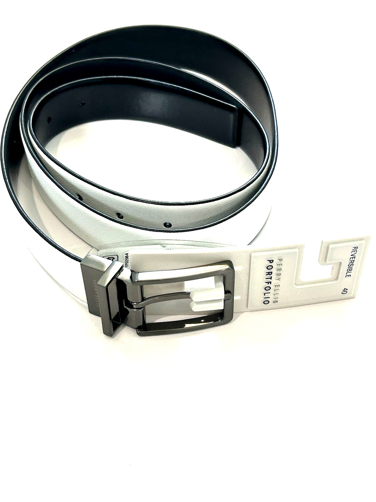 Perry Ellis Portfolio Men’s Reversible Belt White/Black Size 40