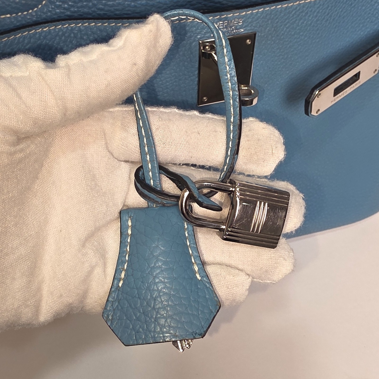 Hermes Kelly 28 Blue Jeans Togo Leather Bag Stamp Square K (2007)