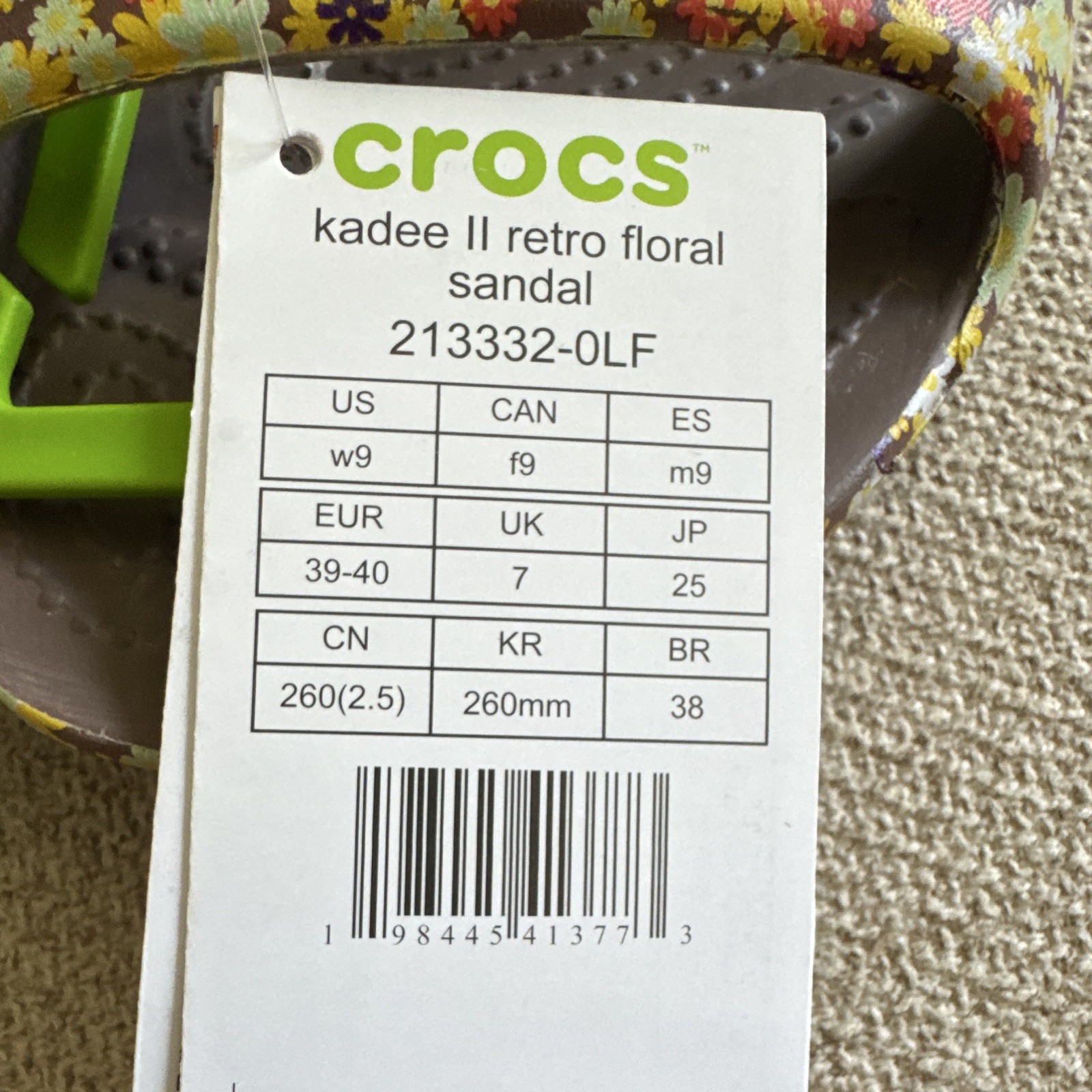 Crocs Kadee Strappy Sandals Retro Floral Brown/Multicolor Slip On US 9