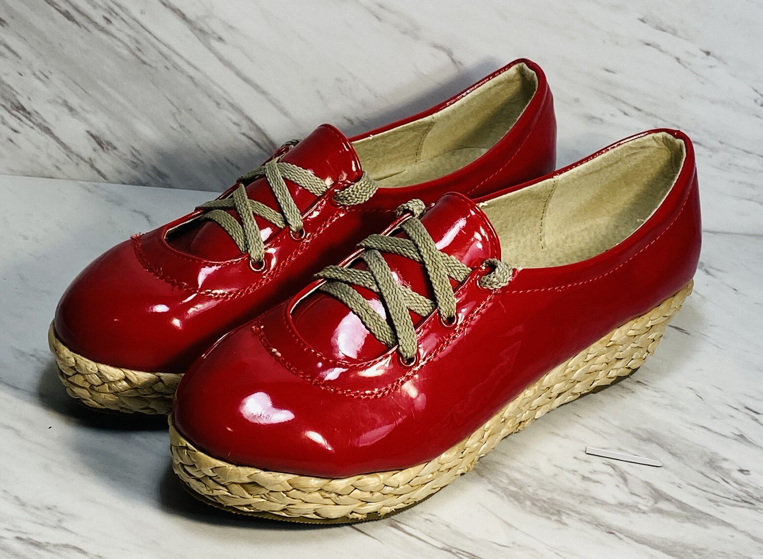 Rosette Women shoe size 7.5 color Red patent all man-made material