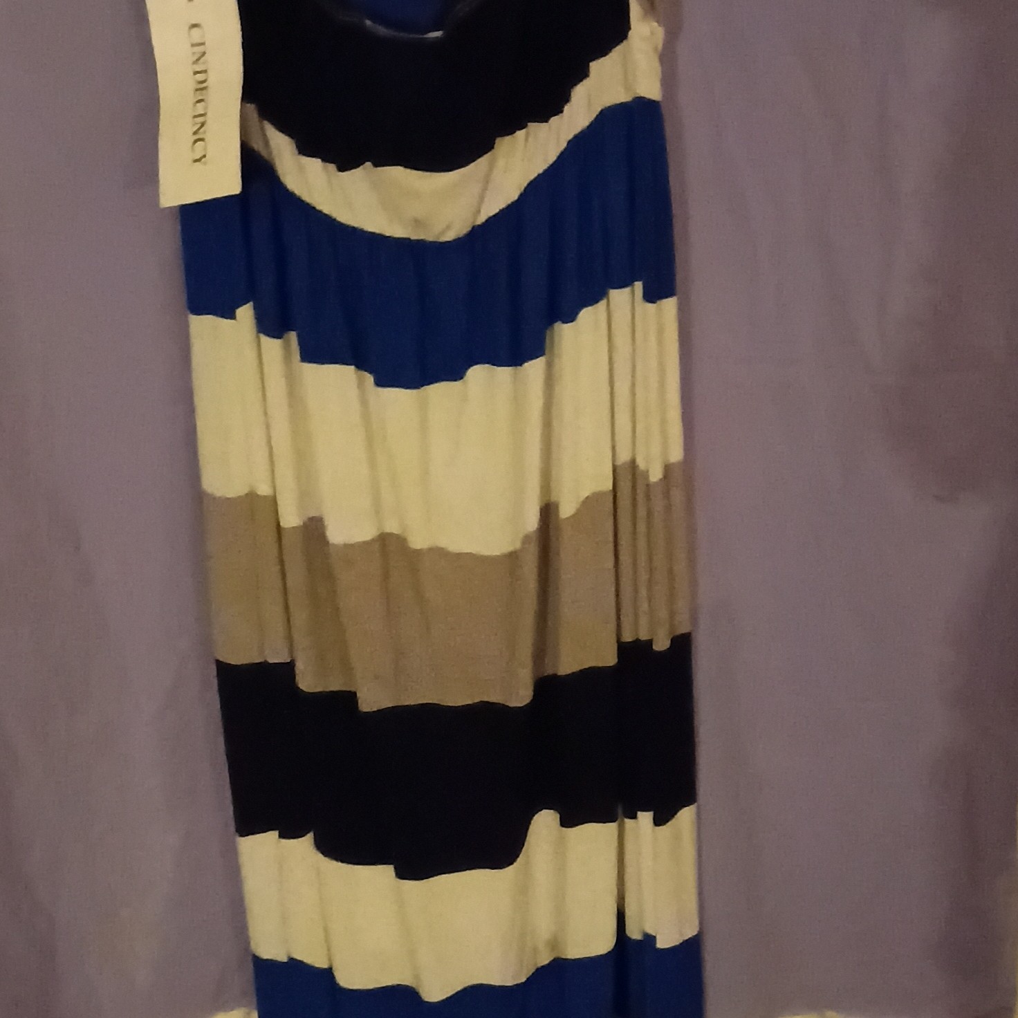 Cindency Striped Maxi Dress Long Sleeveless Plus 2XL Blue/Black/White/Beige