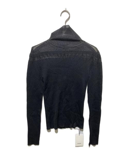 MIESROHE Sheer Rib Panel Knit Top black MWNT235010