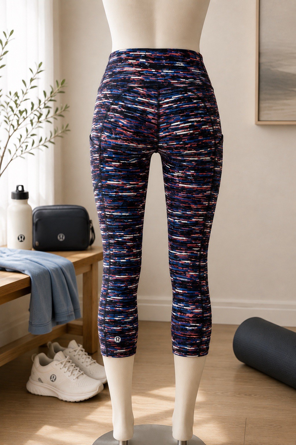 Lululemon Train Times 20” Crop Leggings Hinshu Alpine White Multi Sz 8
