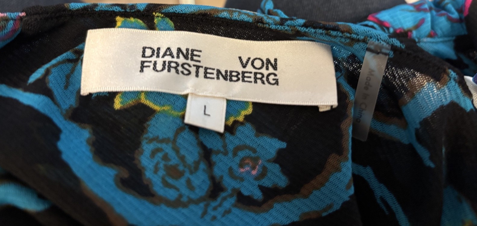 Diane von Furstenberg DVF Size Large, “Sean” gown maxi ankle length Dress, EUC
