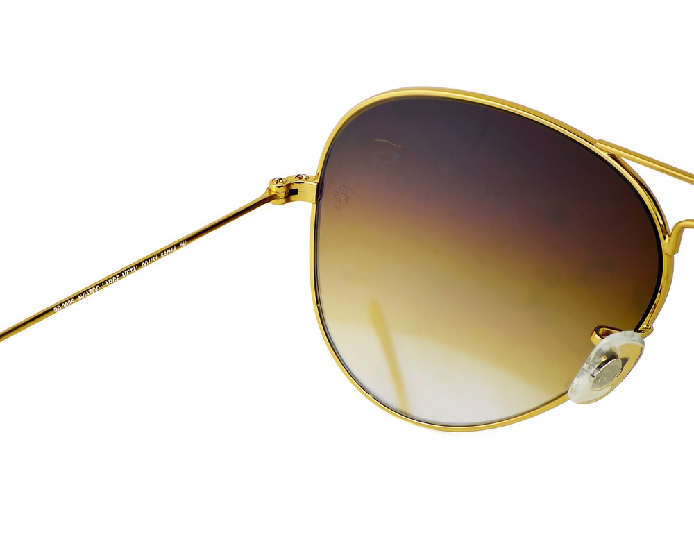 Ray-Ban RB3025 Aviator Gradient Gold Frame Light Brown Lenses 58mm Unisex