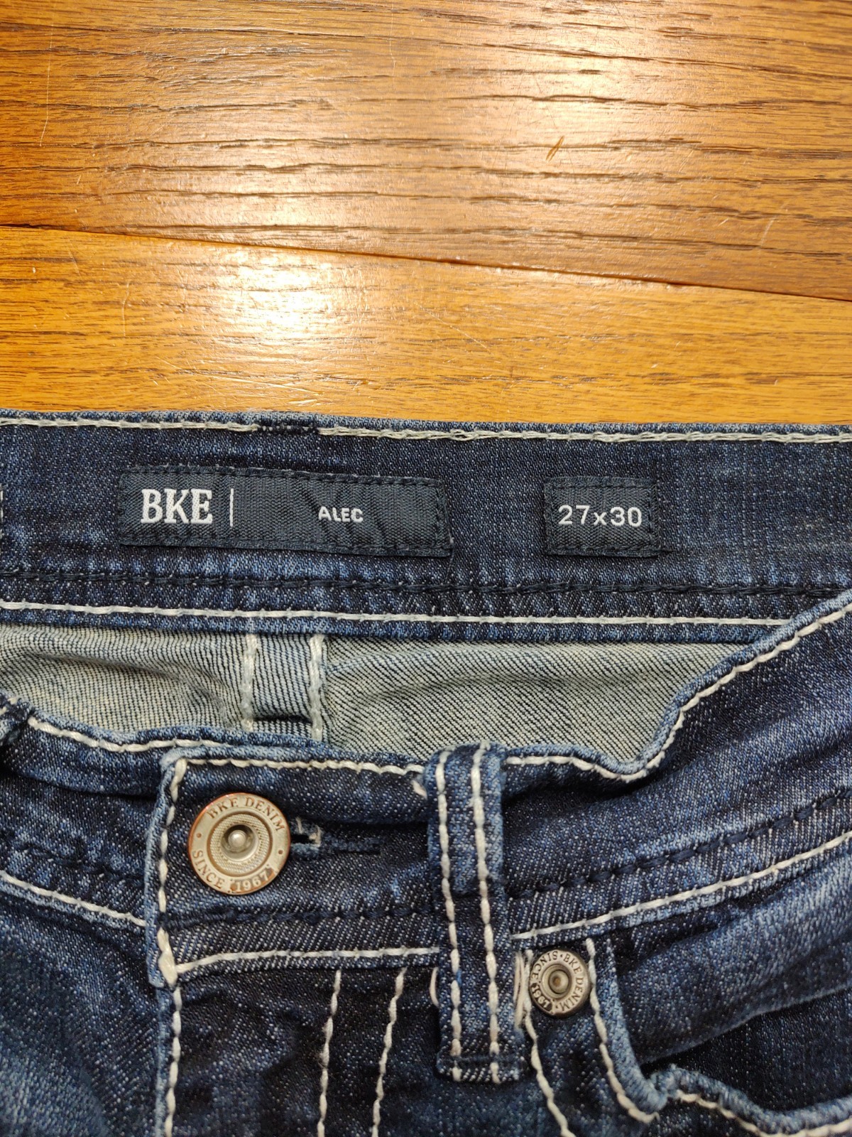 BKE Alec Straight Mens Tag 27×30 Blue Denim Jeans Slim Straight Jeans