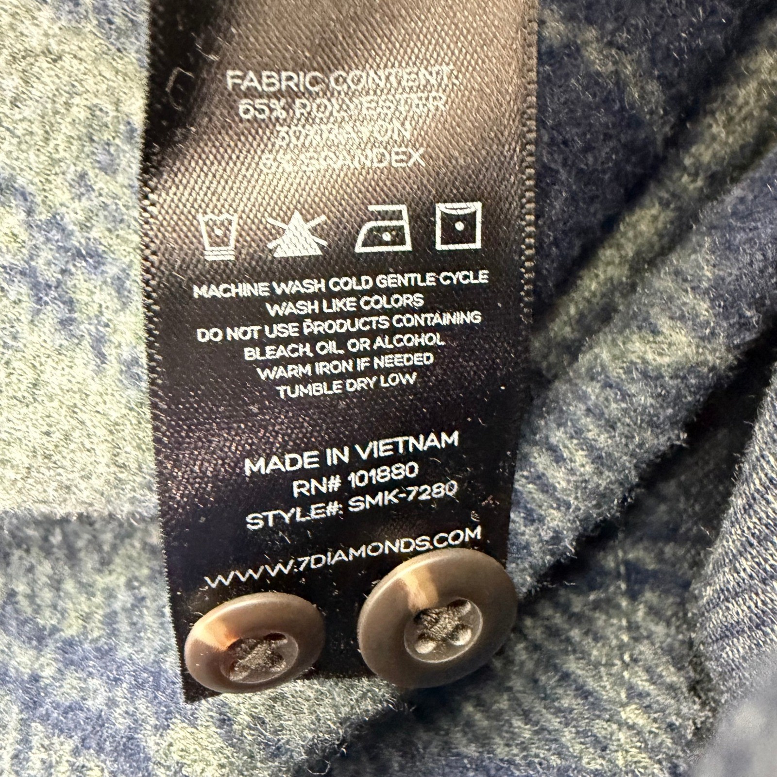 7 Diamonds Flannel Shirt Mens XL Grey Navy Plaid Generation Soft Poly Spandex