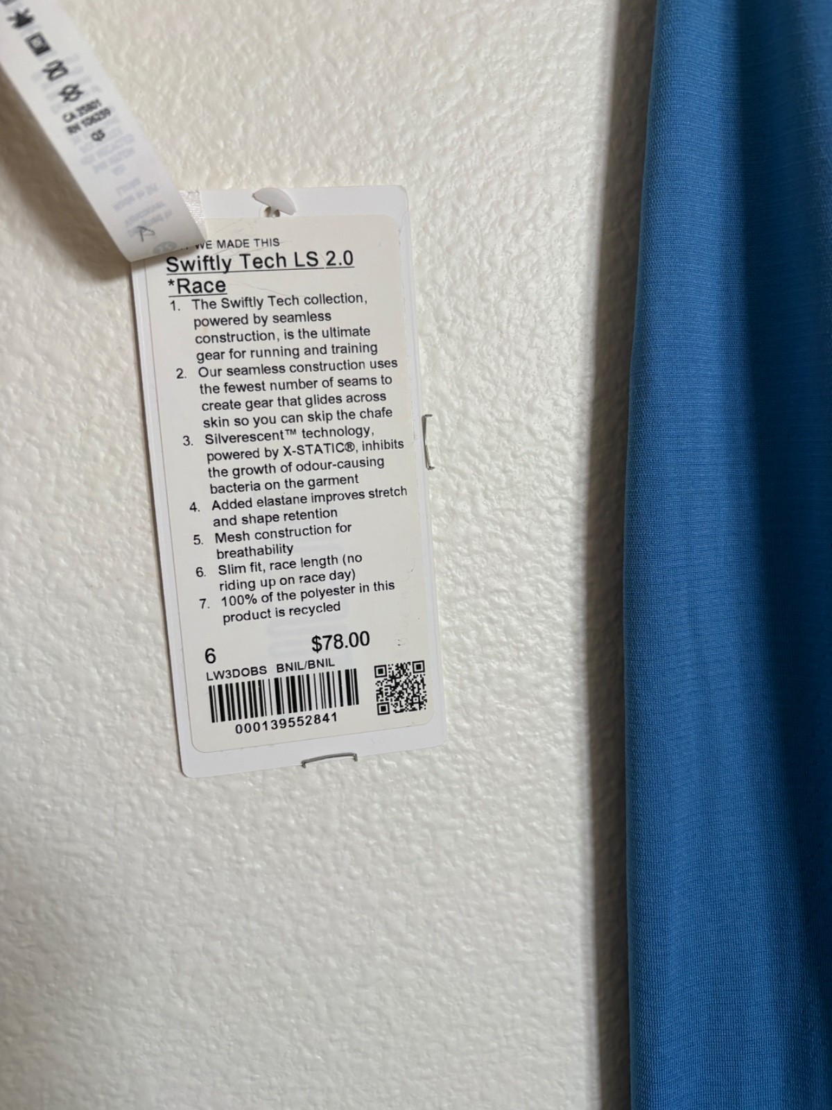 Lululemon Swiftly Tech 2.0 Race sz 6 Blue Nile