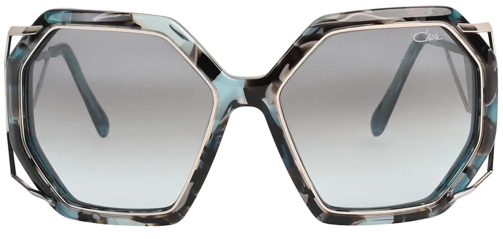 Cazal Sunglasses 8505 C003 Blue Silver Oversized Frame Green Gradient Lens 57mm