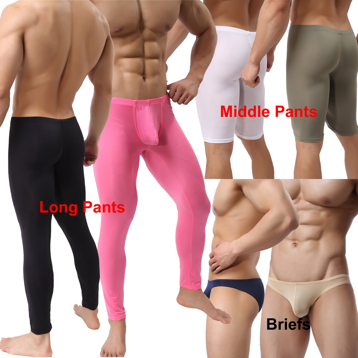Men Briefs Pant Middle Trousers Seamless Thin Tight Gym Male Underwear Nightwear