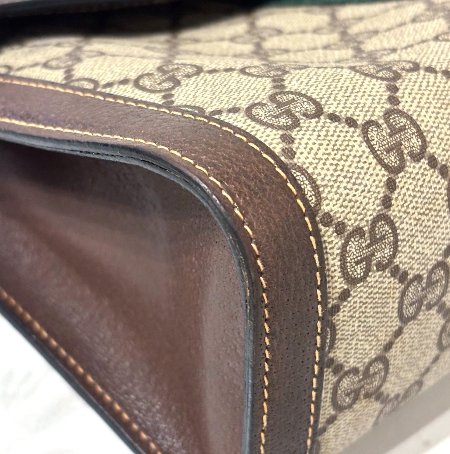 Gucci Sherry Line Clutch Bag PVC Leather Vintage GG Authentic