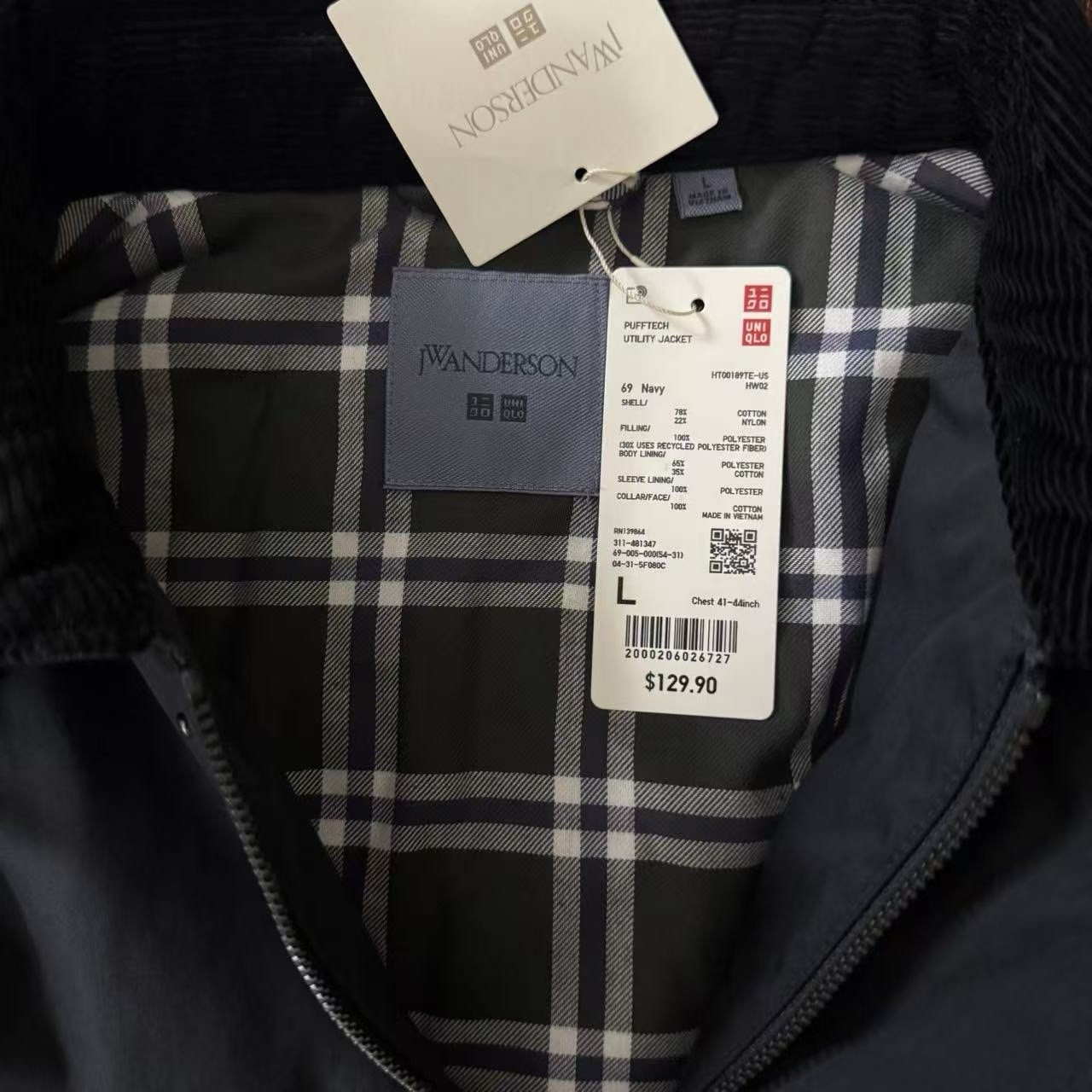Uniqlo x JW Anderson Pufftech Utility Jacket Navy Puff Tech Size L