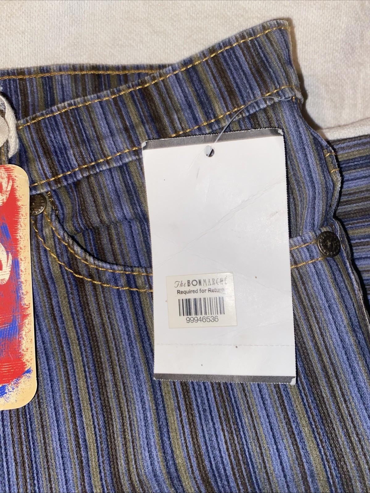 Vintage Paris Blues Jeans Striped 28 Inch Waist New W Tags