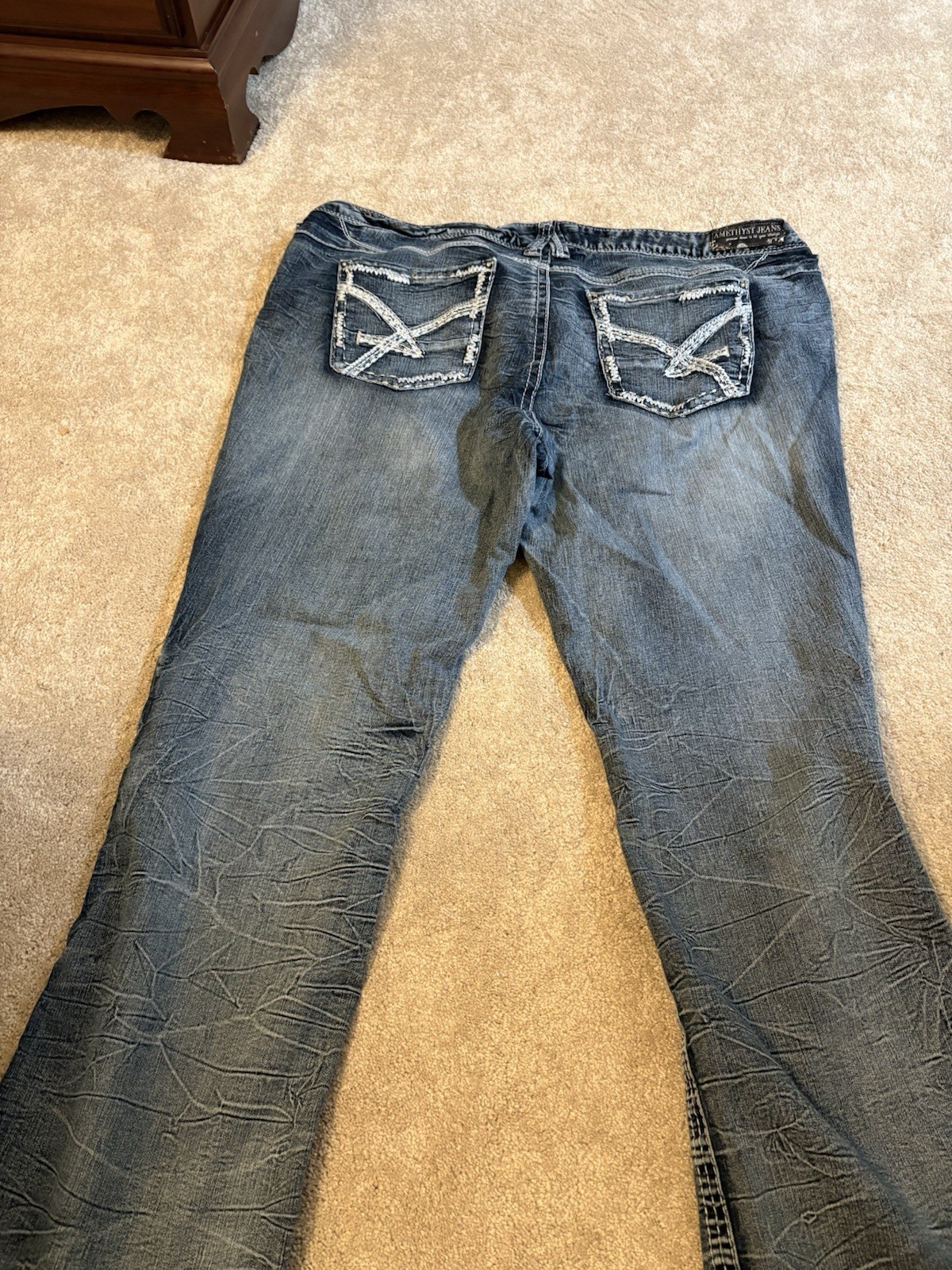 Amethyst Women’s Blue Denim Jeans Solid Regular Size 22 Cotton Blend