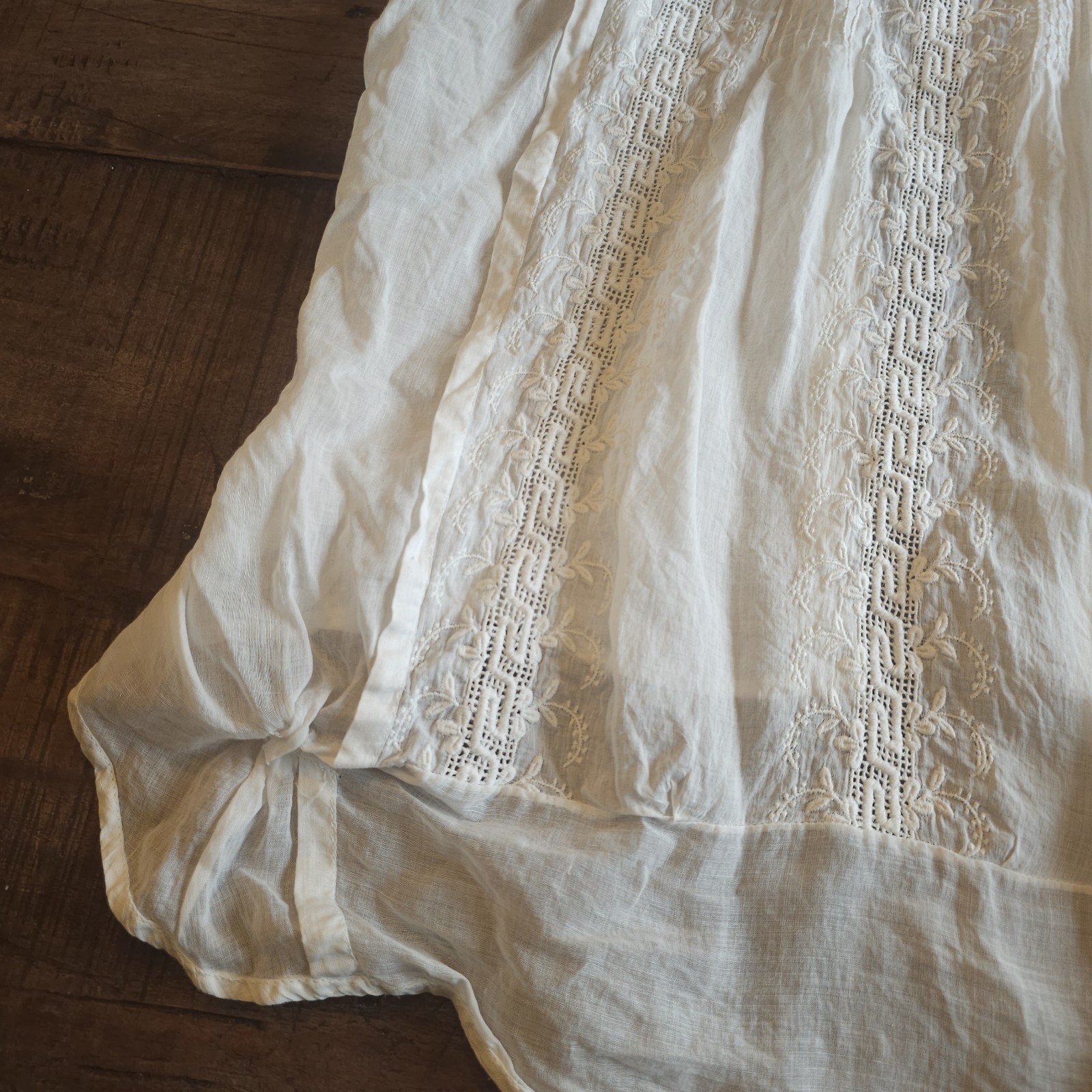 Antique Embroidered White Sleeveless Blouse Mock Neck As Is Top Shirt Edwardian