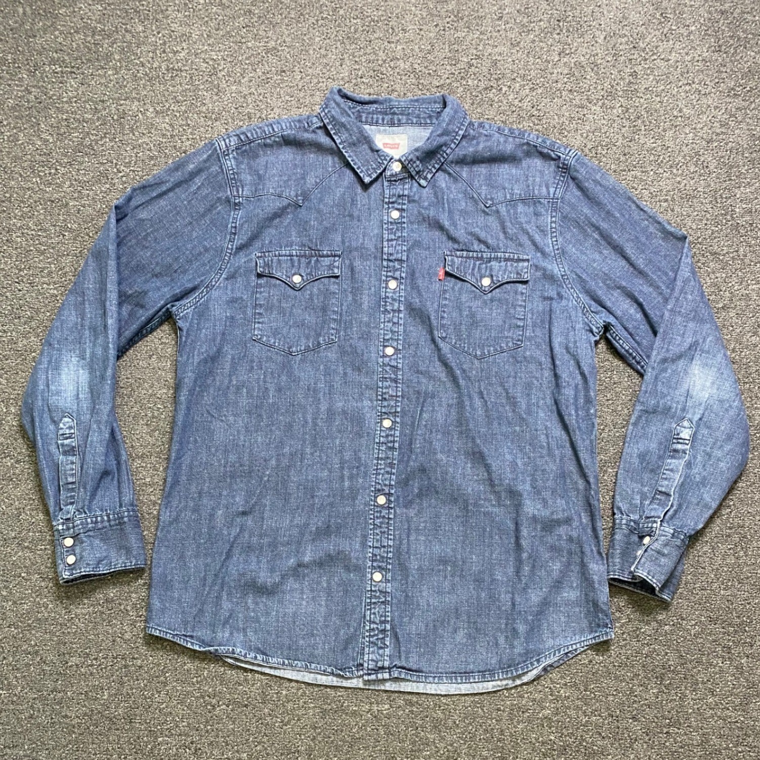 Levi’s Western Pearl Snap Shirt Blue Mens XL Long Sleeve Denim Ranch 3LYLW2262