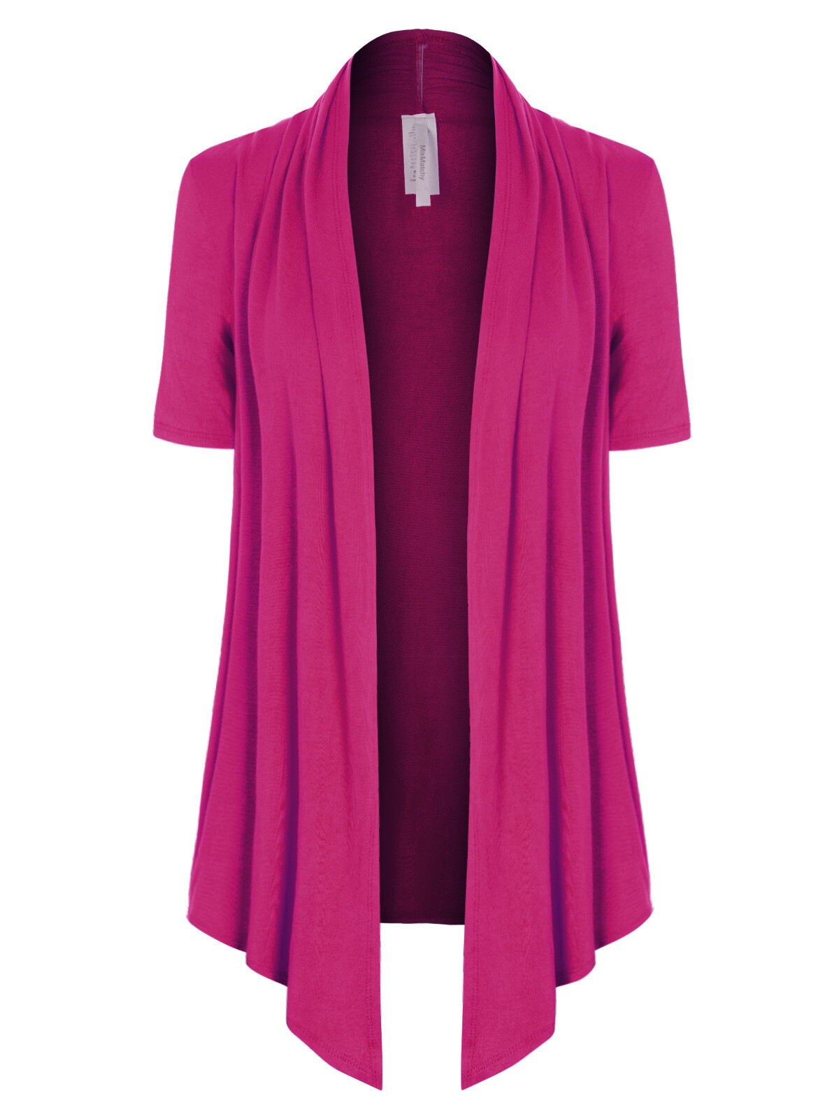 MixMatchy Solid Jersey Knit Short Sleeve Open Front Draped Cardigan