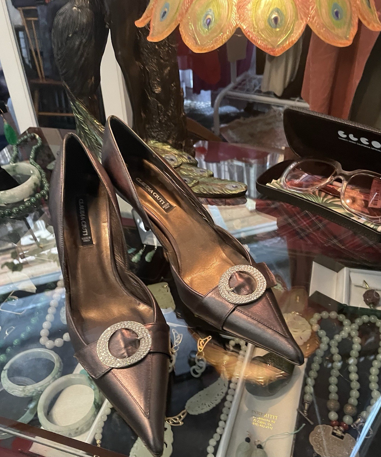 CLAUDIA CIUTI RIVA LT.PEWTER LEATHER ELEGANT HEELS/PUMPS ITALY $325 – NEW 7.5
