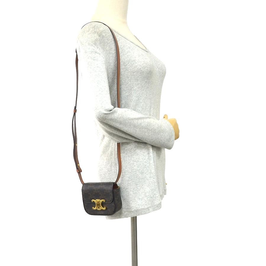 CELINE Bag: Triomphe Mini Claude Brown W11H10D4cm w/dust bag;