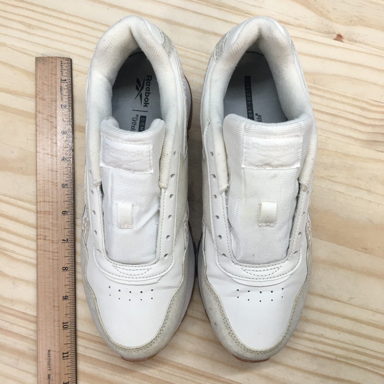 Reebok Shoes Womens 8 Classic Leopard Print Sneakers AR30142W White Leather