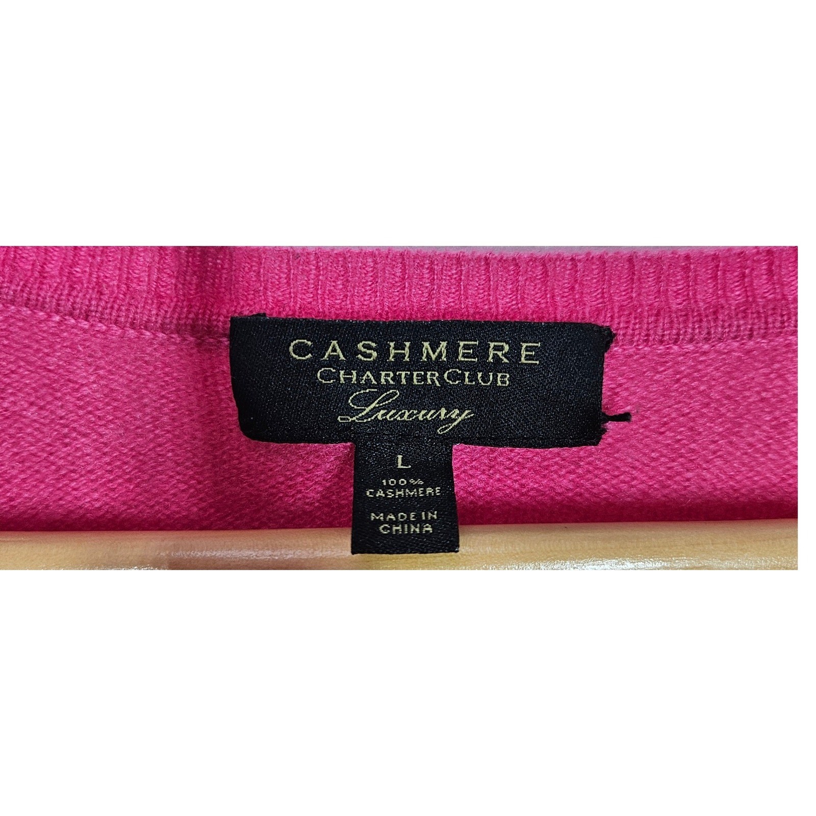 Charter Club Luxury 100% Cashmere Sweater Womens Large Pink V-Neck Soft Cozy