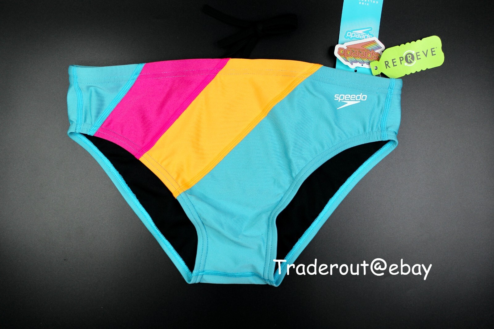 Speedo Men Turquoise blue Pink colorblock one Brief Swimwear size 30 32 34 36 38