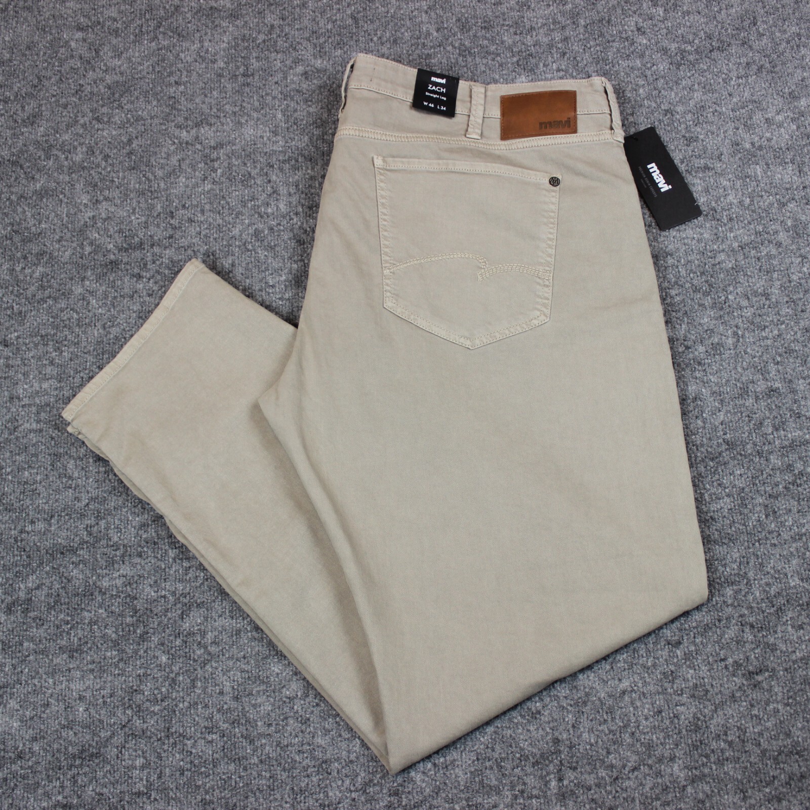 Mavi Zach Jeans Men’s 46X34 Beige Denim Straight Leg Stretch 5 Pocket