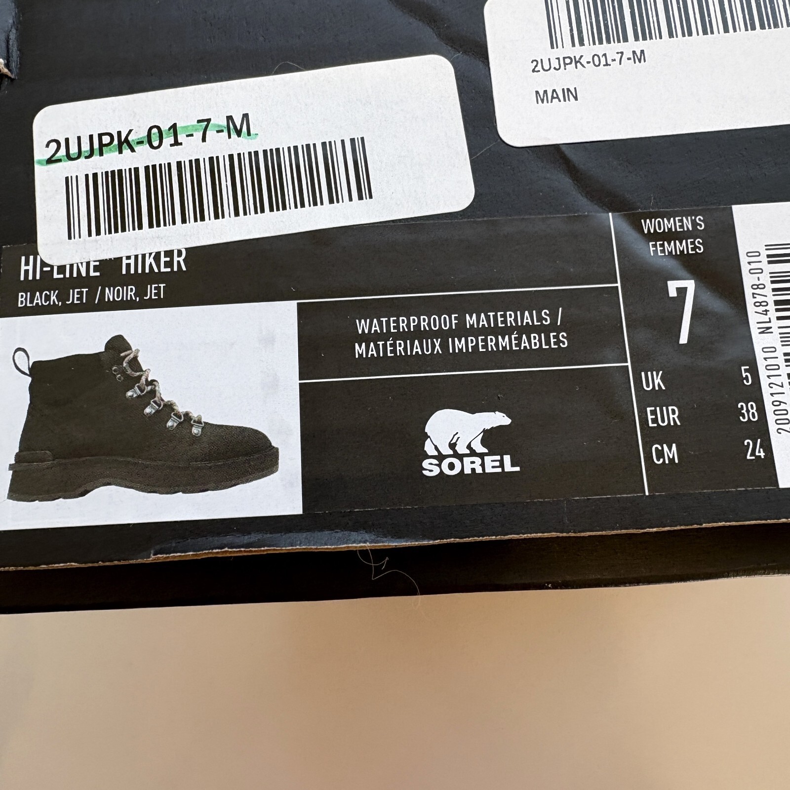 Sorel Hi-Line Hiker Boots Leather Lace Up Booties Black Jet Size 7 NEW