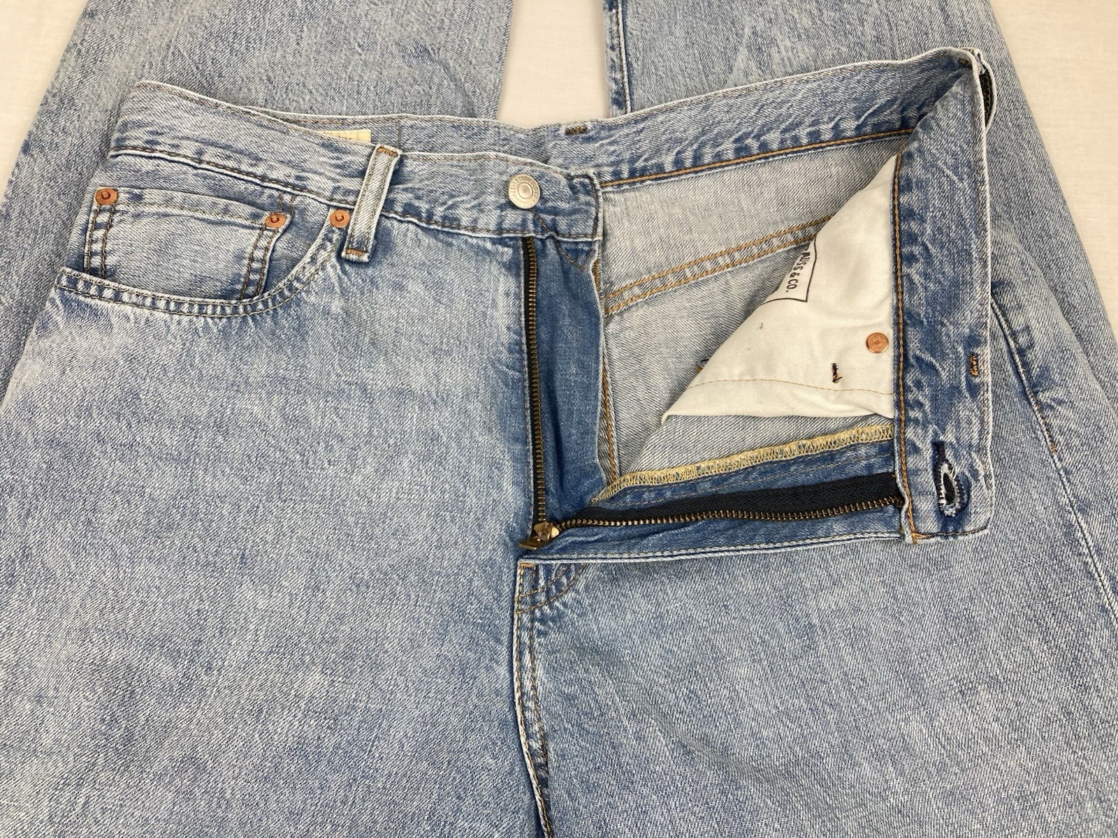LEVIS 568 PREMIUM BIG E RELAXED STRAIGHT JEANS COTTON LINEN BLUE MENS 32 X 32
