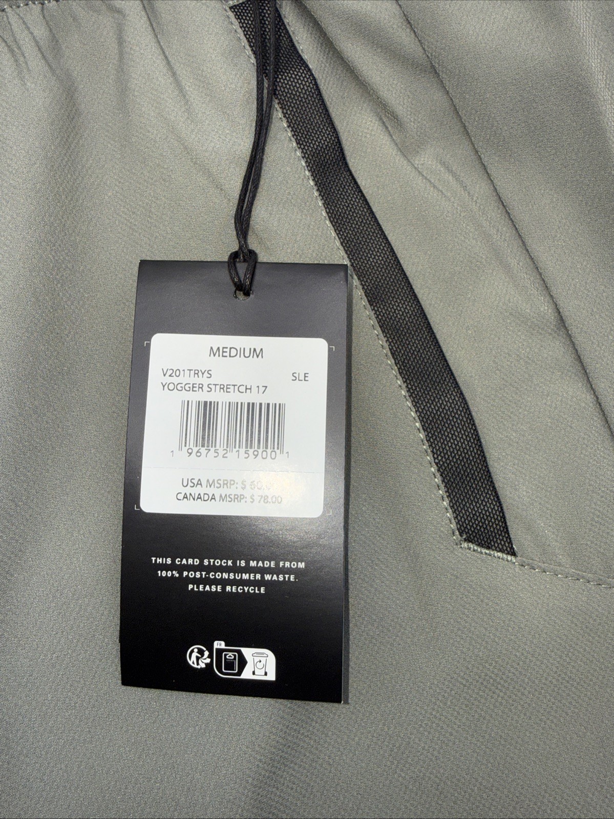 $70 RVCA Men’s Yogger Stretch 17 Shorts 8″ – Slate Green – Medium -New Tag