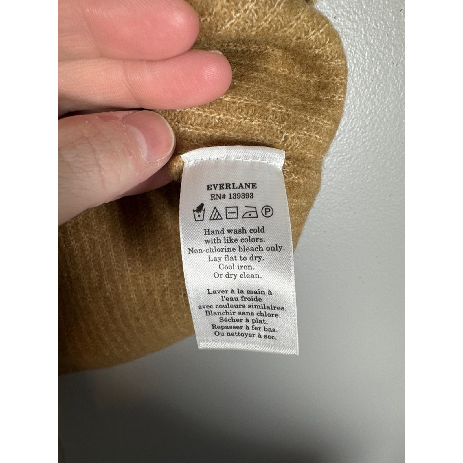 Everlane The Cozy Stretch Cropped Tank Wool Blend Camel Small NWT