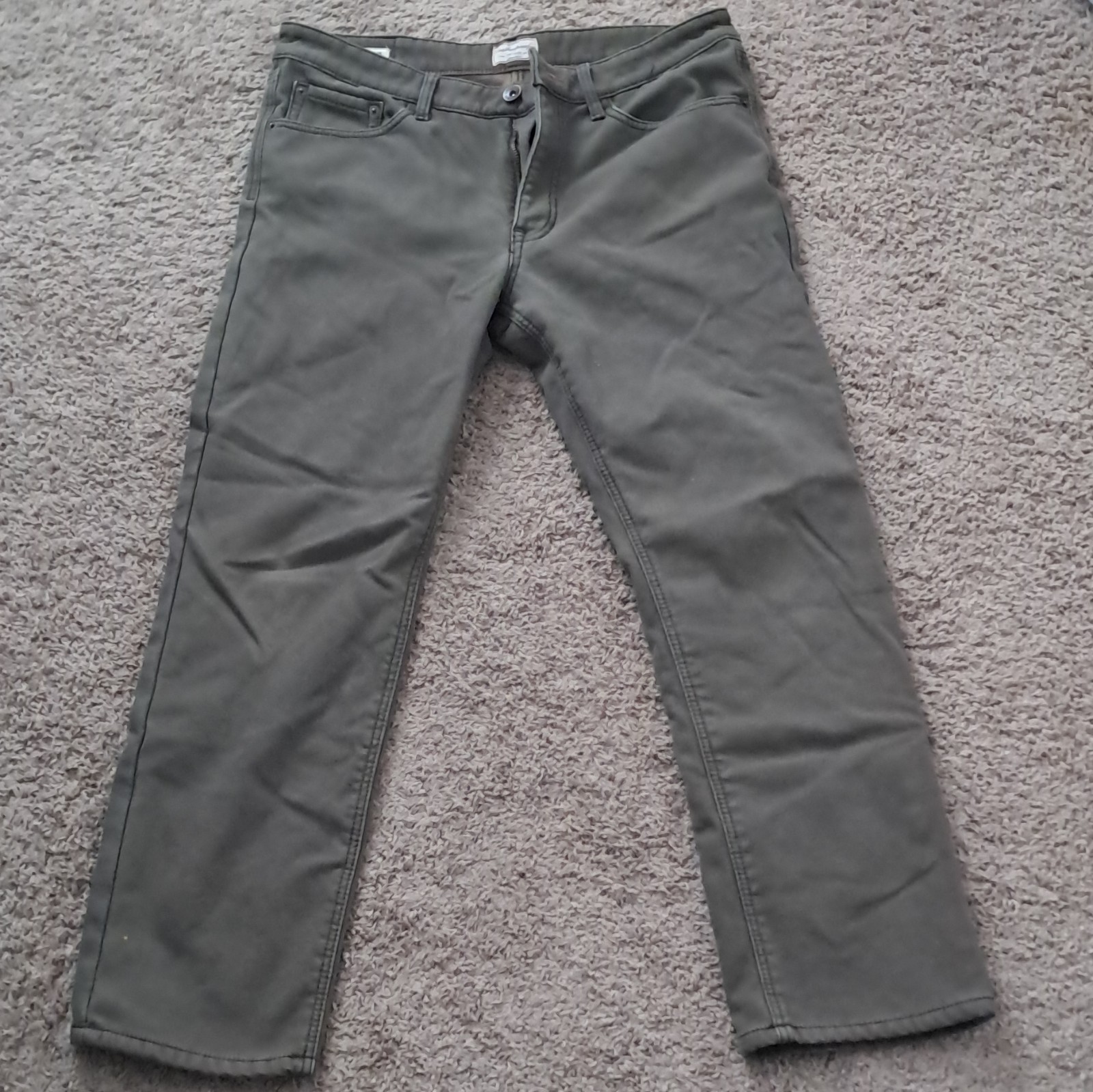 Weatherproof Men’s Olive Fleece-Lined Pants Regular Fit Straight Leg 34W
