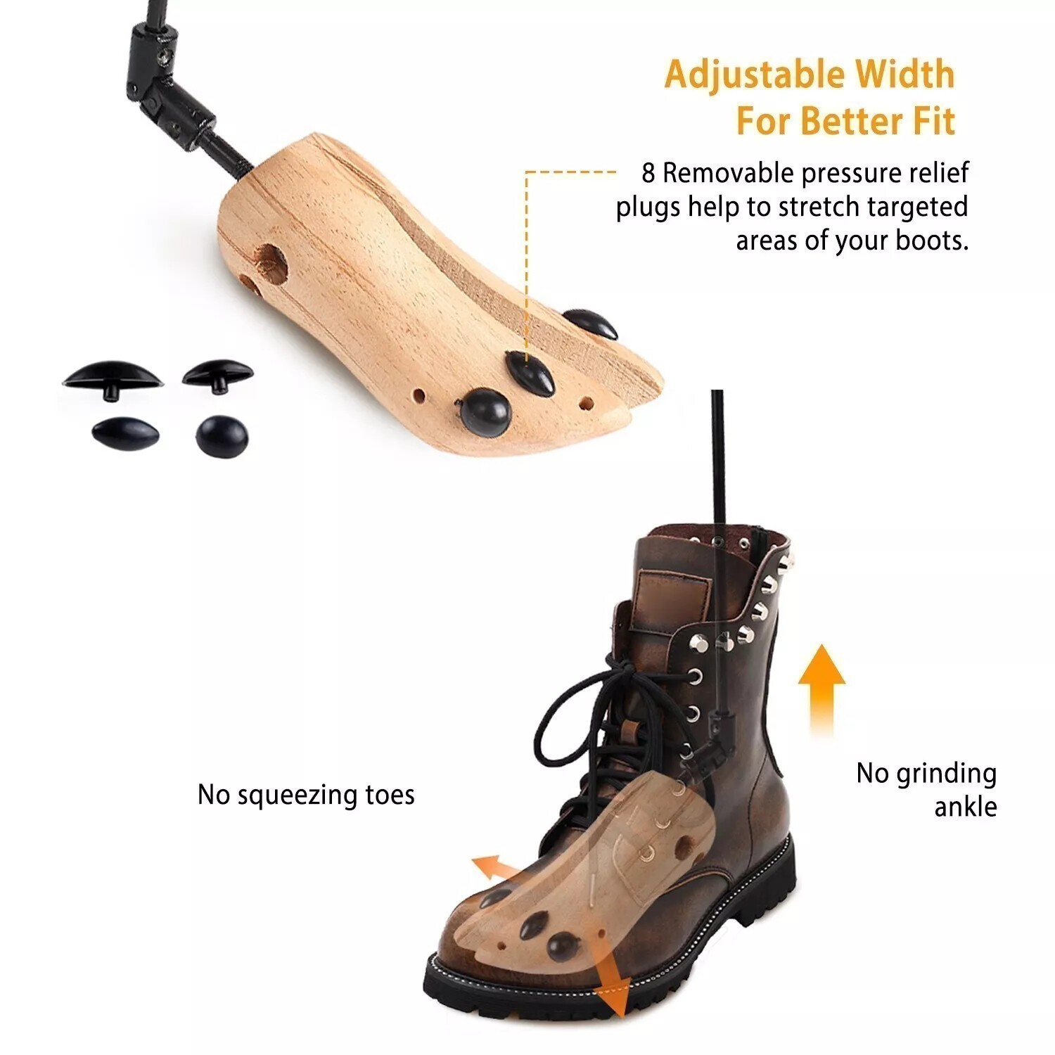 1 Pair Boot Stretcher Wooden Shoe Shaper Western Cowboy Boot Expander for Men M