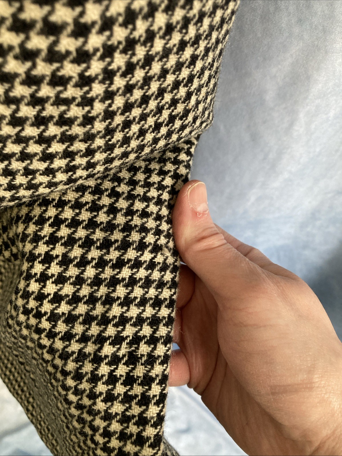 VTG 80s 90s Harvé Benard Wool Houndstooth Jumper Dress Lined Pockets XL 16 GUC