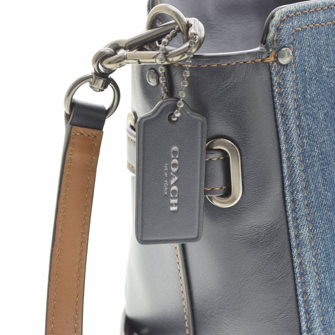 COACH F57575 Denim Mini Break Carrier 2WAY Shoulder Bag Size: W:7.9 × H:5.5 in.