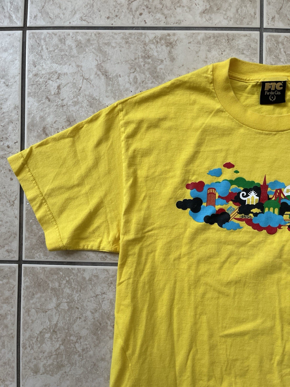FTC For The City Skate Men’s Short Sleeve Large Yellow T-Shirt Classic Skate Tee