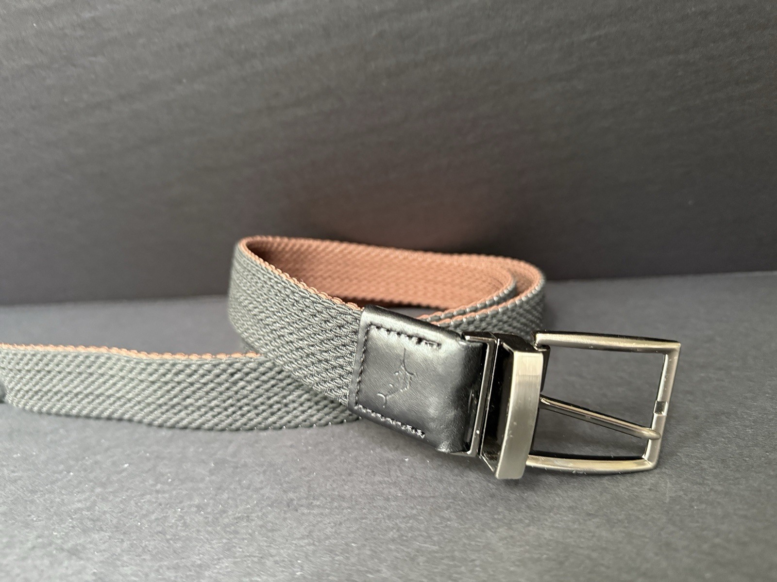 Tommy Bahama Mens Stretch Braided Reversible Belt Brown/Black L/XL Silver Buckle