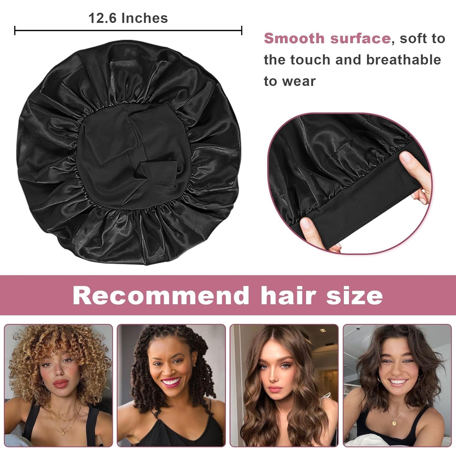 Satin Silk Bonnet for Sleeping, Double Layer Silk Sleep Cap for Men & Women Soft