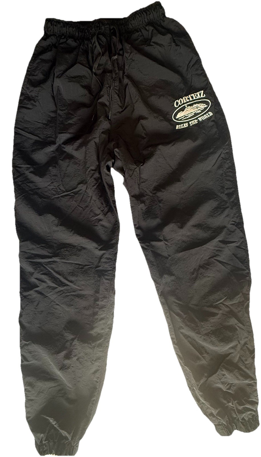 corteiz track pants men’s medium black Y2K japan style alcatraz zip streetwear