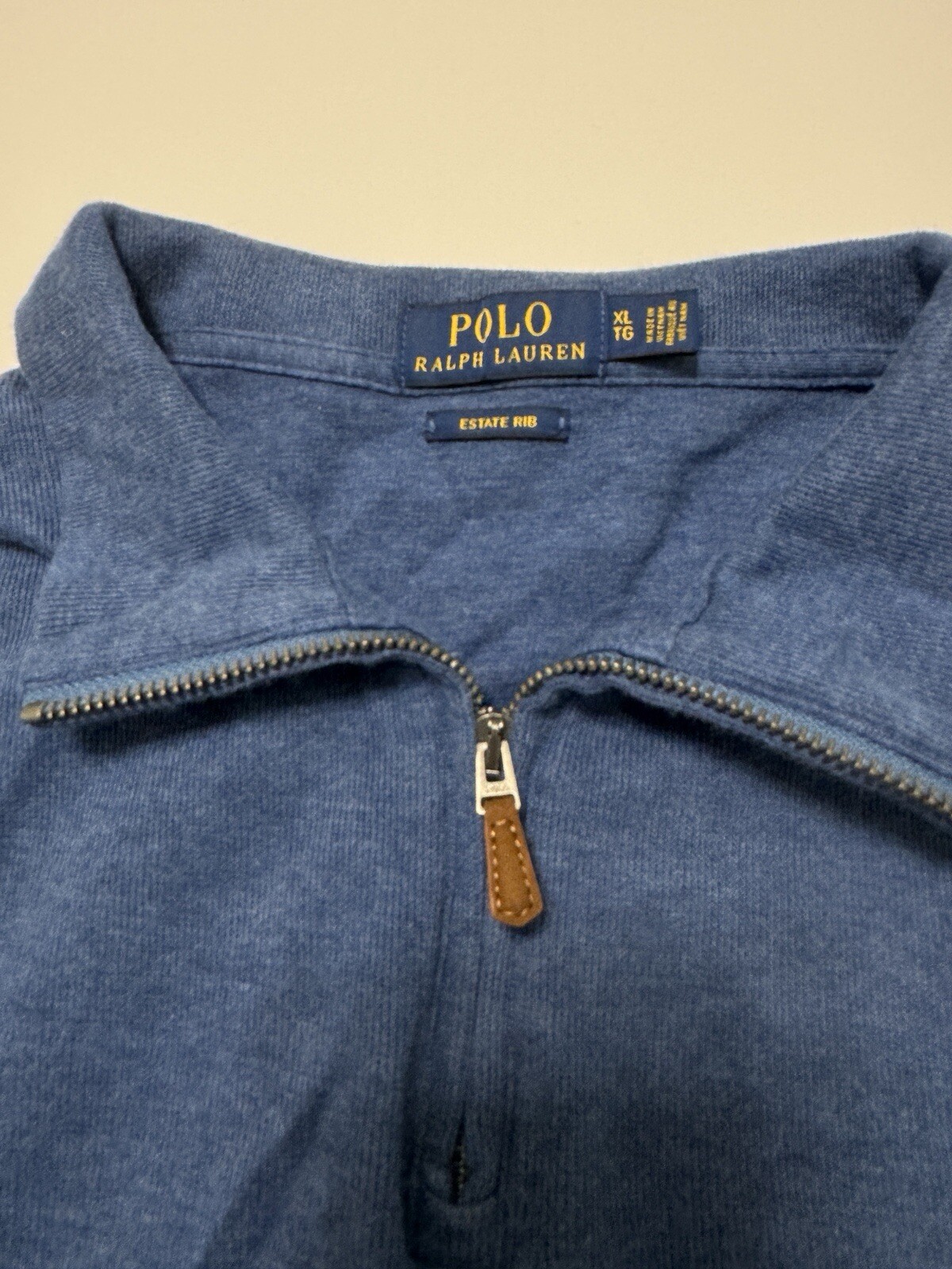 Polo Ralph Lauren shirt Mens XL blue cotton estate rib long sleeve (T1579K)