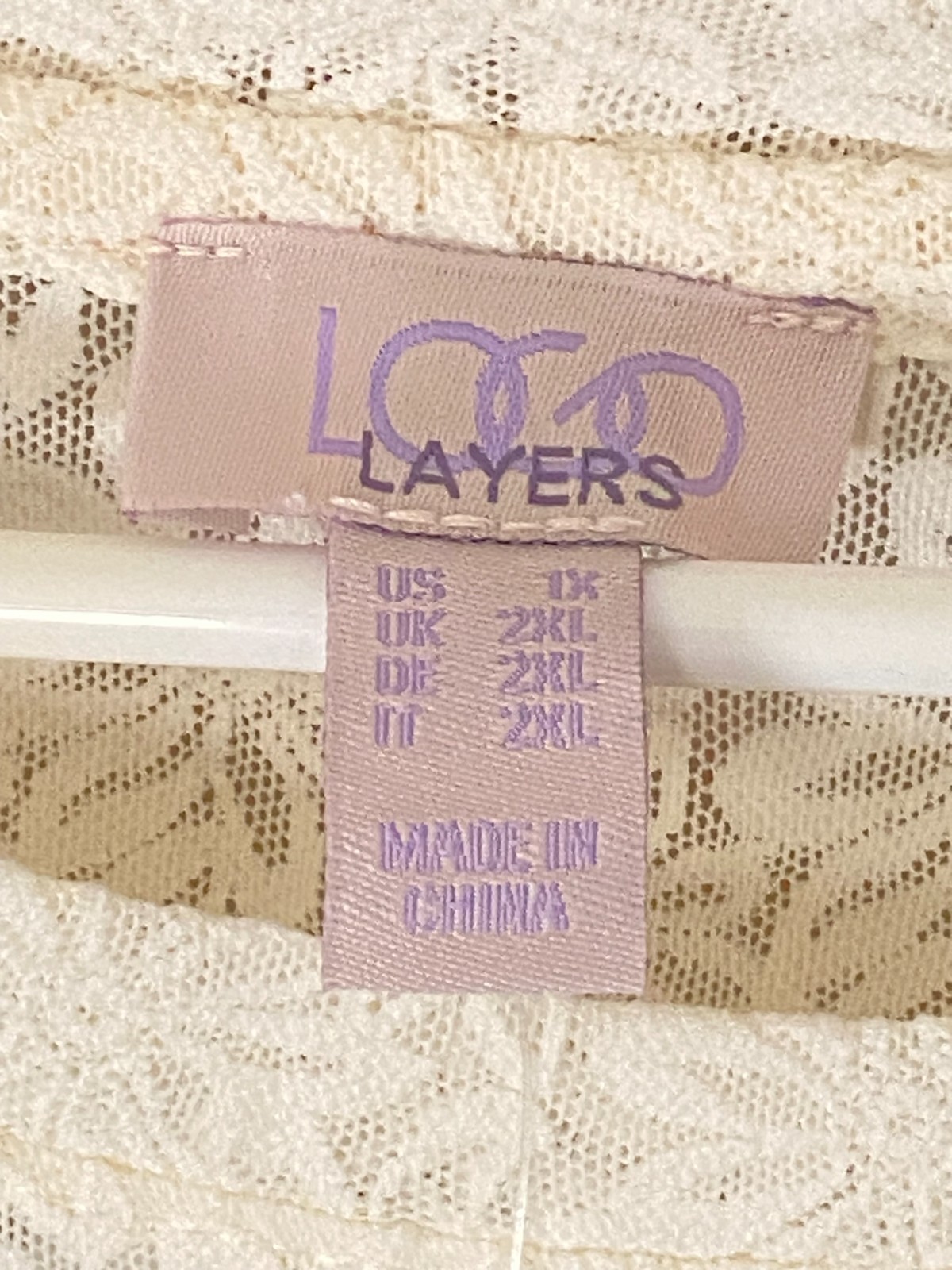 NWT Logo Layers Lori Goldstein ~Long Sleeve Stretch Knit Lace Ivory Tunic Top 1x