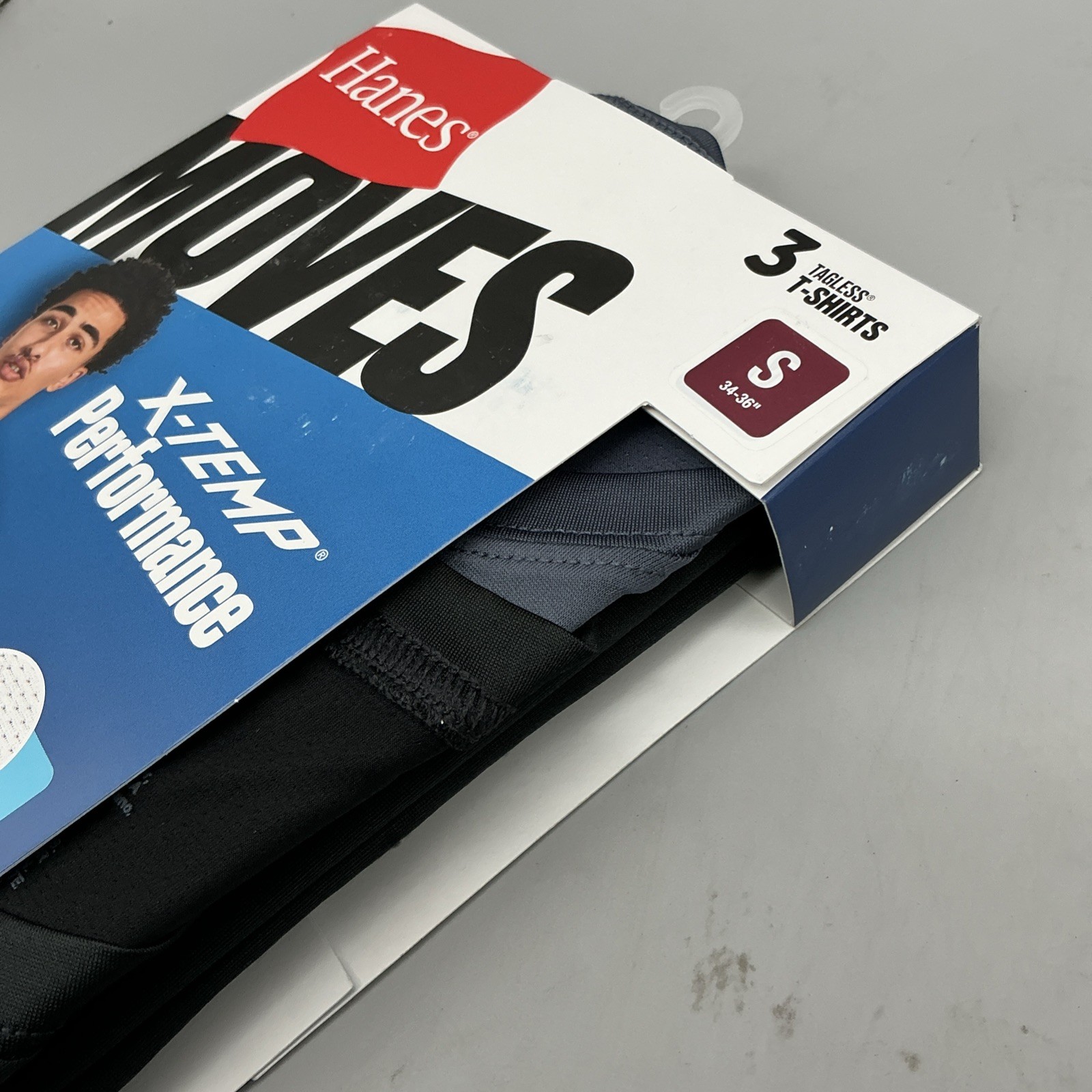 3 Pack Hanes Moves X-TEMP Performance Tagless T-shirts Size Small New