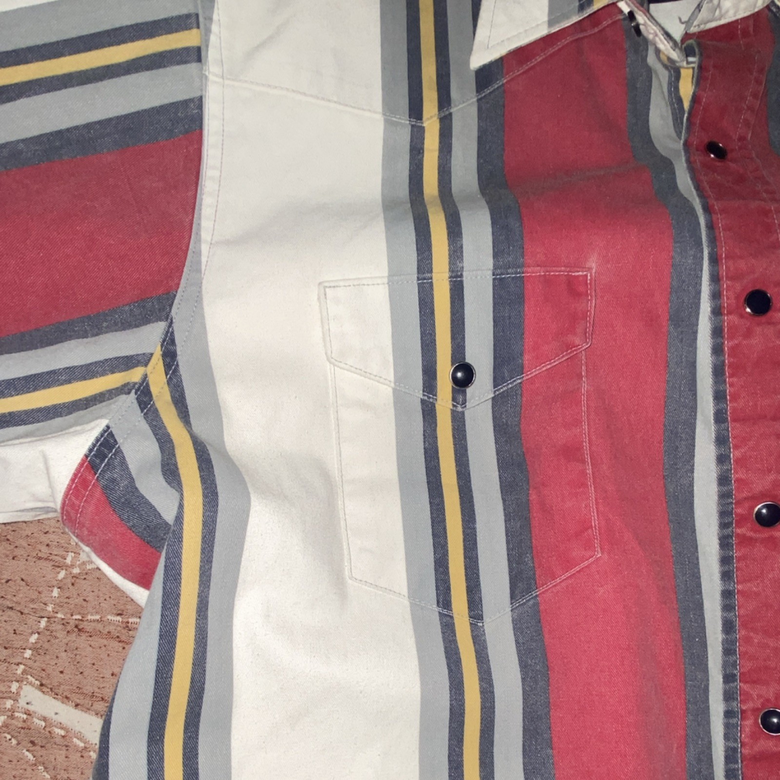 Wrangler X-Long Tails Men’s Striped Multicolor Button-Up Shirt 16 1/2-35