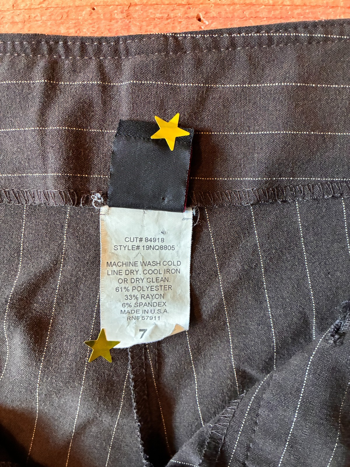 Y2K Made in USA Wrapper Pinstripe Capri Pants Womens 7 Brown Corporate Office